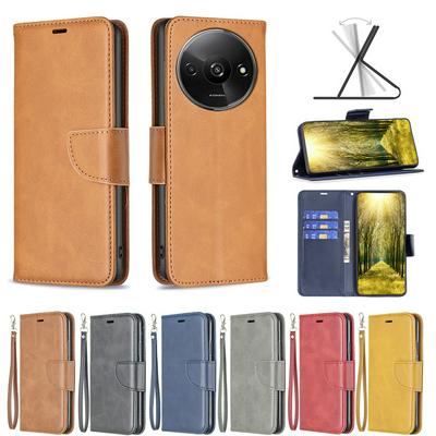 For Xiaomi Redmi A3 Solid Color Sheep Pattern Scratch Resistant Wallet Leather Case