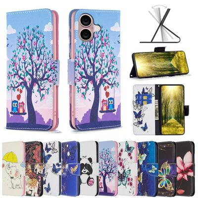 BF Pattern Printing Leather Series-2 for iPhone 16 Plus PU Leather Cover Stand Wallet Full Protection Inner TPU Phone Case