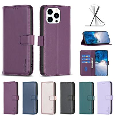 BINFEN COLOR BF17 For iPhone 16 Pro Max PU Leather Wallet Case Magnetic Folio Flip Stand Phone Cover