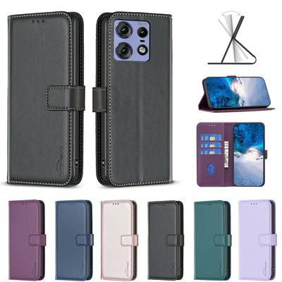 BINFEN COLOR BF17 For Motorola Moto Edge 50 Pro 5G PU Leather Wallet Case Magnetic Folio Flip Stand Phone Cover