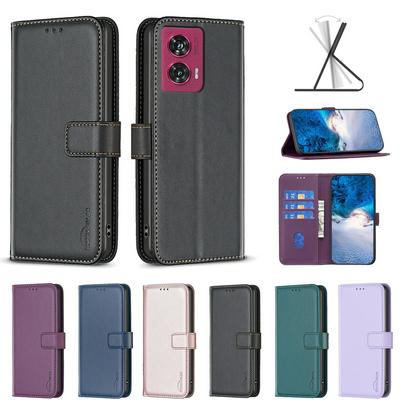 BINFEN COLOR BF17 For Motorola Moto Edge 50 Fusion PU Leather Wallet Case Magnetic Folio Flip Stand Phone Cover
