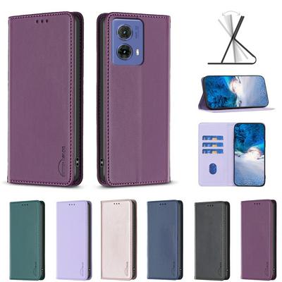 BF18 Protective Case for Motorola Moto G85 Dermal dark magnetic field Leather Stand Phone Cover with Card Slots