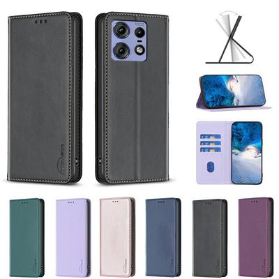BF18 Protective Case for Motorola Moto Edge 50 Pro 5G Dermal dark magnetic field Leather Stand Phone Cover with Card Slots