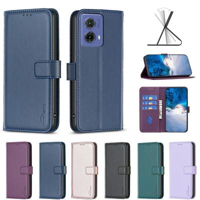BINFEN COLOR BF17 For Motorola Moto G85 PU Leather Wallet Case Magnetic Folio Flip Stand Phone Cover