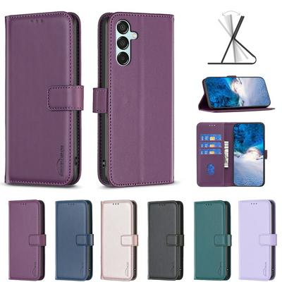 BINFEN COLOR BF17 For Samsung Galaxy M15 PU Leather Wallet Case Magnetic Folio Flip Stand Phone Cover