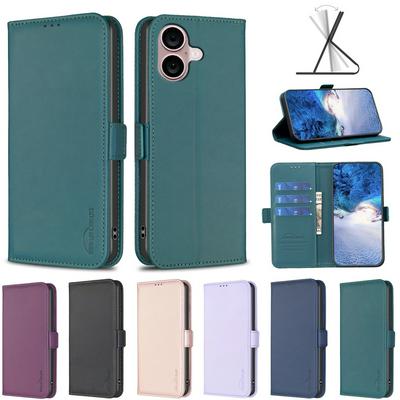 BINFEN COLOR BF31 For iPhone 16 Plus Case PU Leather+TPU Magnetic Stand Wallet Phone Cover