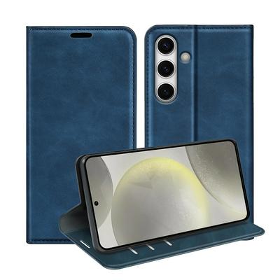 For Samsung Galaxy S24 FE Skin Feel Magnetic Attraction Flip Leather Wallet Case with Card Slot and Stand