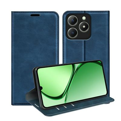 For Oppo Realme C63/Realme C61 Skin Feel Magnetic Attraction Flip Leather Wallet Case with Card Slot and Stand