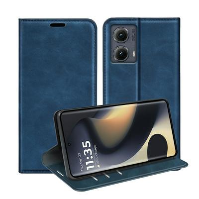 For Motorola Moto Edge 5G 2024 Skin Feel Magnetic Attraction Flip Leather Wallet Case with Card Slot and Stand