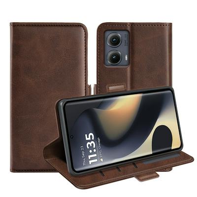 For Motorola Moto Edge 5G 2024 Double Buckle Wallet Style Folio Flip Leather Case with Stand and Card Slots Function