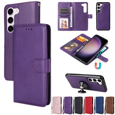 For Samsung Galaxy S23 Solid Color Detachable 2 in 1 Strong Magnetic PU Leather Phone Case