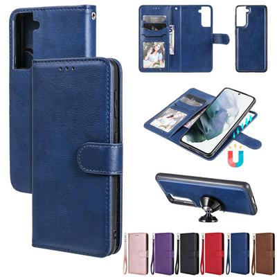 For Samsung Galaxy S21 Solid Color Detachable 2 in 1 Strong Magnetic PU Leather Phone Case