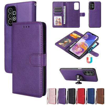 For Samsung Galaxy A23 4G Solid Color Detachable 2 in 1 Strong Magnetic PU Leather Phone Case
