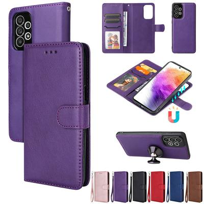 For Samsung Galaxy A73 5G Solid Color Detachable 2 in 1 Strong Magnetic PU Leather Phone Case
