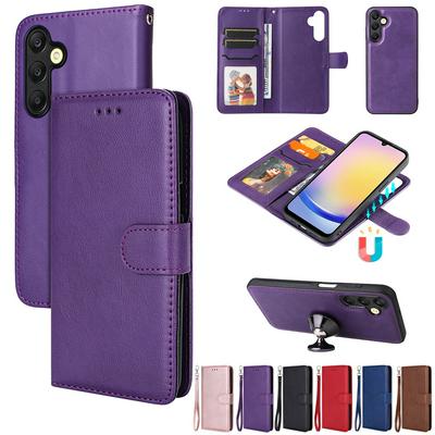 For Samsung Galaxy A25 5G Solid Color Detachable 2 in 1 Strong Magnetic PU Leather Phone Case