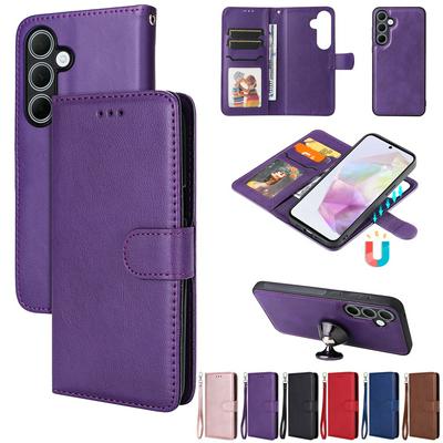 For Samsung Galaxy A35 5G Solid Color Detachable 2 in 1 Strong Magnetic PU Leather Phone Case