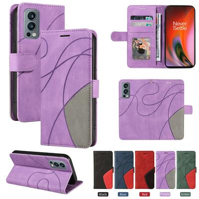 For Oneplus Nord 2 5G Double-color Stitching Scratch Resistant Wallet Leather Case 
