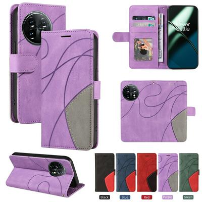 For Oneplus 11 5G Double-color Stitching Scratch Resistant Wallet Leather Case 