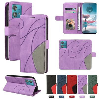 For Motorola Moto Edge 40 Neo 5G Double-color Stitching Scratch Resistant Wallet Leather Case 