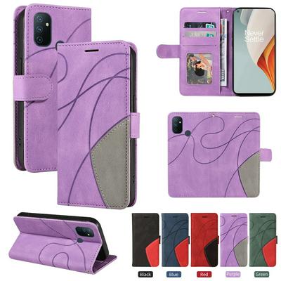 For Oneplus Nord N100 5G Double-color Stitching Scratch Resistant Wallet Leather Case 