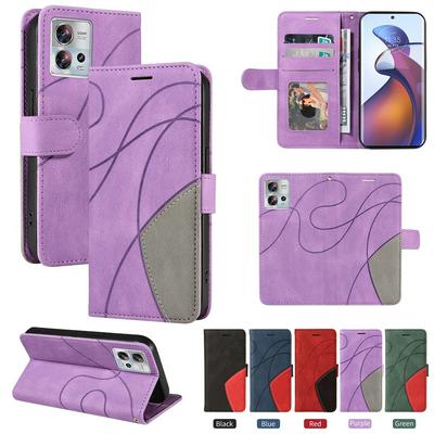 For Motorola Moto Edge 30 Fusion/Moto S30 Pro 5G Double-color Stitching Scratch Resistant Wallet Leather Case 