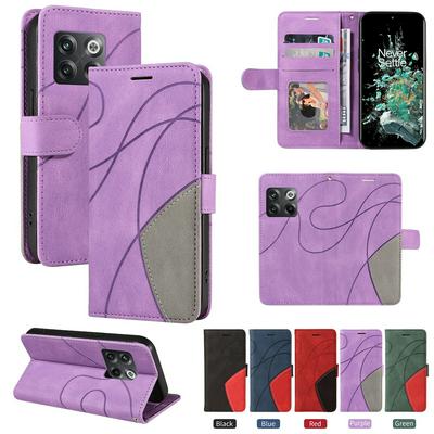 For Oneplus 10T 5G/Ace Pro 5G Double-color Stitching Scratch Resistant Wallet Leather Case 