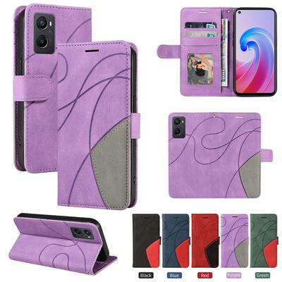 For Oneplus Nord N20 5G/Oppo A96 5G Double-color Stitching Scratch Resistant Wallet Leather Case 