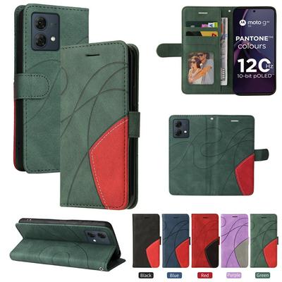 For Motorola Moto G84 5G Double-color Stitching Scratch Resistant Wallet Leather Case 