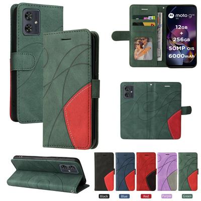 For Motorola Moto G54 5G Double-color Stitching Scratch Resistant Wallet Leather Case 