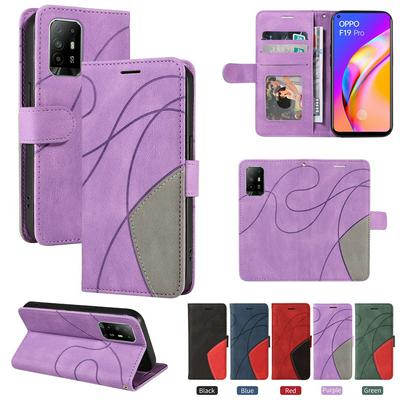 For Oppo A94 5G/A94 4G/A95 5G/F19 Pro Double-color Stitching Scratch Resistant Wallet Leather Case 