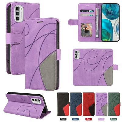 For Motorola Moto G52 Double-color Stitching Scratch Resistant Wallet Leather Case 