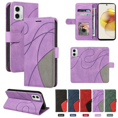 For Motorola Moto G73 Double-color Stitching Scratch Resistant Wallet Leather Case 
