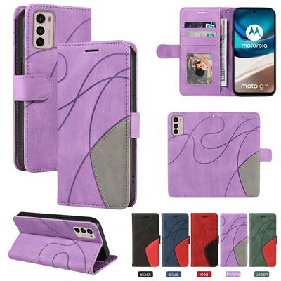 For Motorola Moto G42 Double-color Stitching Scratch Resistant Wallet Leather Case 