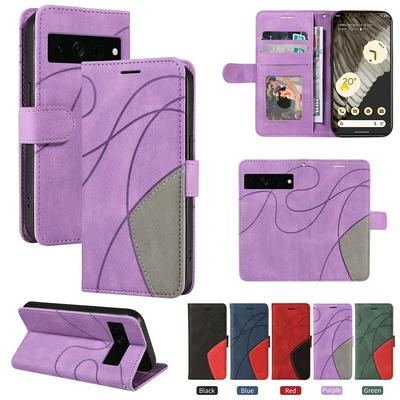 For Google Pixel 7 Pro Double-color Stitching Scratch Resistant Wallet Leather Case 
