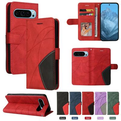 For Google Pixel 9 5G Double-color Stitching Scratch Resistant Wallet Leather Case 