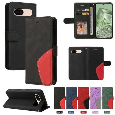 For Google Pixel 8A Double-color Stitching Scratch Resistant Wallet Leather Case 