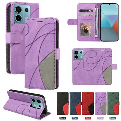 For Xiaomi Redmi Note 13 Pro 5G Double-color Stitching Scratch Resistant Wallet Leather Case 