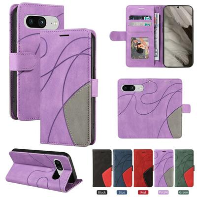 For Google Pixel 8 Double-color Stitching Scratch Resistant Wallet Leather Case 