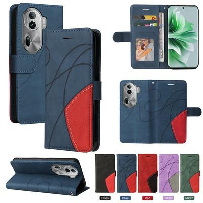 For Oppo Reno 11 Pro 5G Double-color Stitching Scratch Resistant Wallet Leather Case 