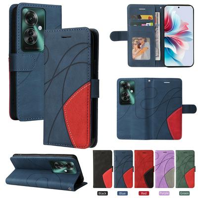 For Oppo Reno 11F 5G/Oppo F25 Pro 5G Double-color Stitching Scratch Resistant Wallet Leather Case 
