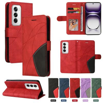 For Oppo Reno 12 5G Double-color Stitching Scratch Resistant Wallet Leather Case 