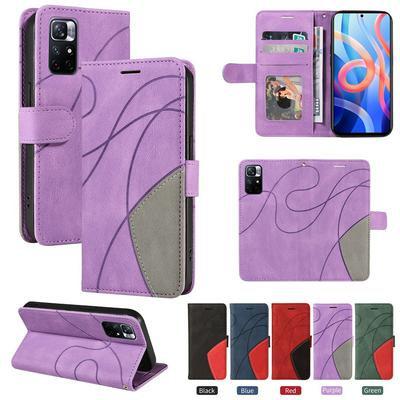 For Xiaomi Redmi Note 11 5G/Poco M4 Pro 5G Double-color Stitching Scratch Resistant Wallet Leather Case 
