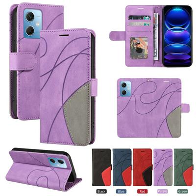 For Xiaomi Redmi Note 12 5G/Poco X5 5G Double-color Stitching Scratch Resistant Wallet Leather Case 