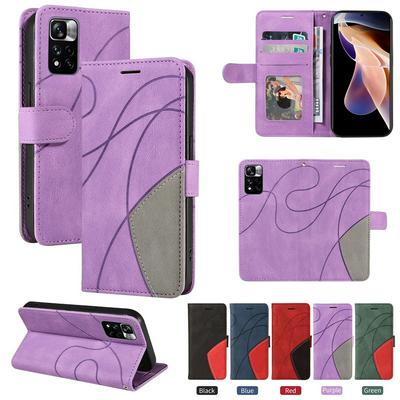 For Xiaomi Redmi Note 11 Pro 5G/Note 11 Pro Plus Double-color Stitching Scratch Resistant Wallet Leather Case 
