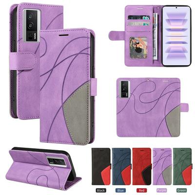 For Xiaomi Redmi K60 Pro Double-color Stitching Scratch Resistant Wallet Leather Case 