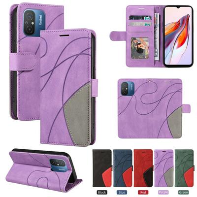 For Xiaomi Redmi 12C 4G/11A 4G Double-color Stitching Scratch Resistant Wallet Leather Case 