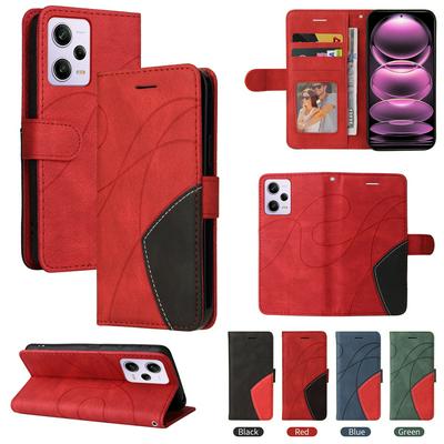 For Xiaomi Redmi Note 12 Pro 5G Double-color Stitching Scratch Resistant Wallet Leather Case 
