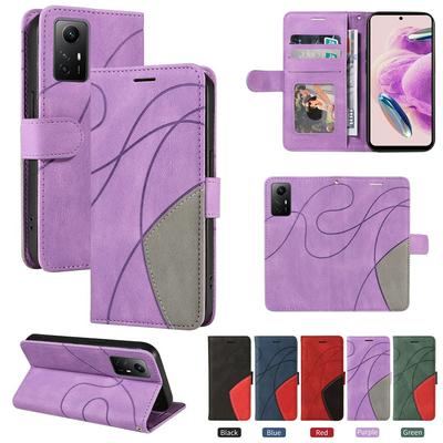 For Xiaomi Redmi Note 12S 4G Double-color Stitching Scratch Resistant Wallet Leather Case 