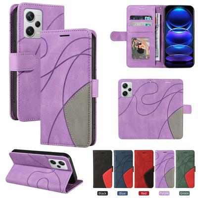 For Xiaomi Redmi Note 12 Pro Plus Double-color Stitching Scratch Resistant Wallet Leather Case 