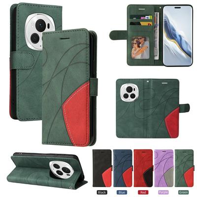 For Honor Magic 6 Pro 5G Double-color Stitching Scratch Resistant Wallet Leather Case 